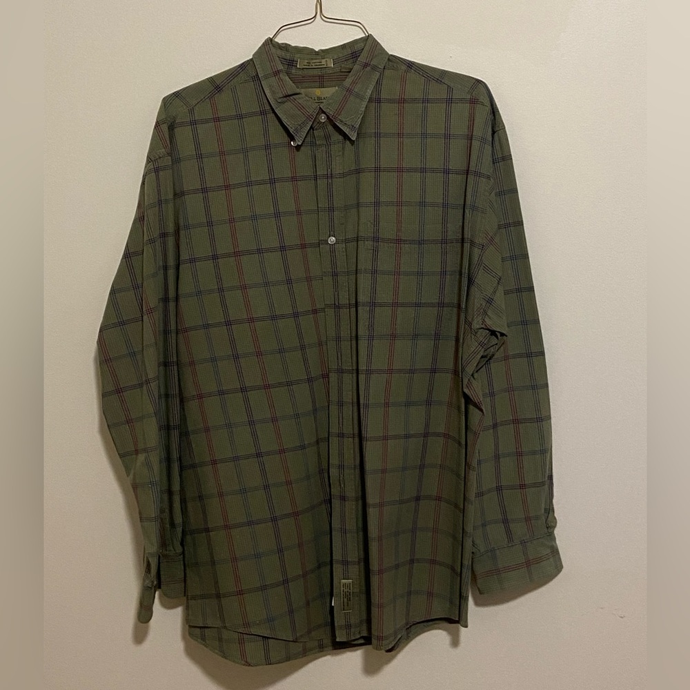 Bill Blass Vintage 1980’s Green Plaid Dress Shirt (Extra Large)